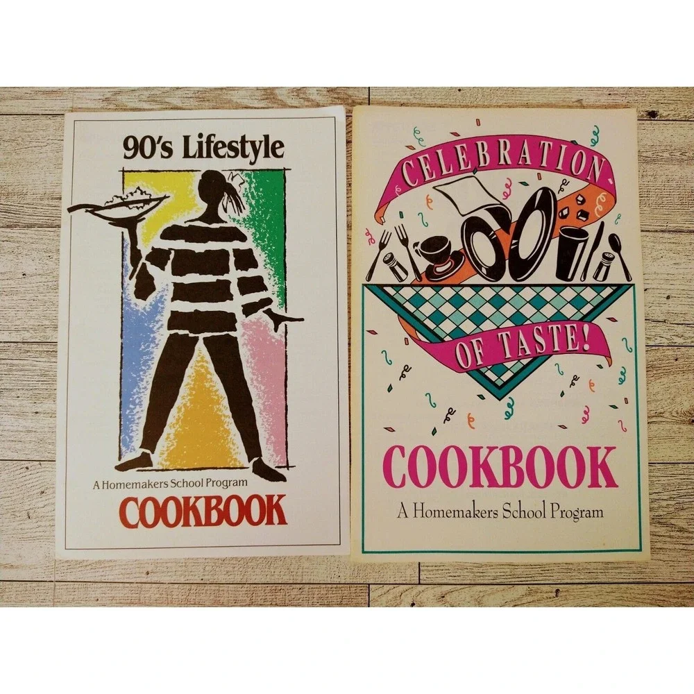 Vtg 1990s Homemakers School Program Cookbooks LOT‎ of 2 Retro Recipe Booklets